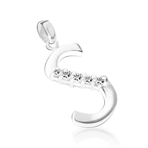 Přívěsek ze stříbra 925, písmeno "S", čiré zirkony