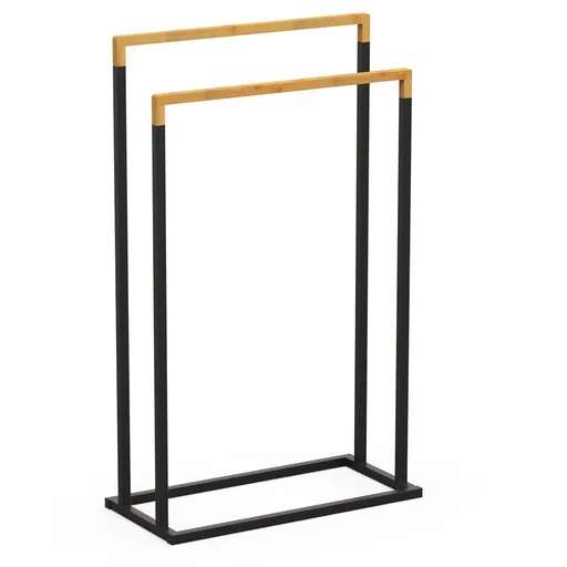 Olsen Spa Věšák do koupelny - kov (černá barva), bambus KD02061807