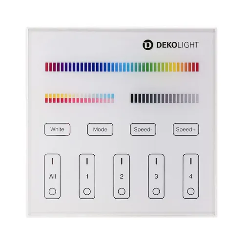 Light Impressions Deko-Light RF-smart, dálkové ovladání na zeď, bílá, 4 zóny, Single/CCT/RGB/RGBW/RGB+CCT 843513