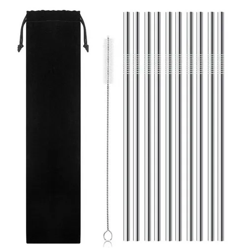 Nerezová brčka na pití (10 kusů)