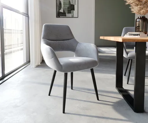 Jídelní židle Yago-Flex 4 zúžené podnož černá samet šedá