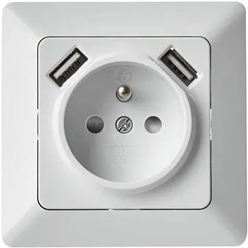 EMOS Zásuvka s USB 2.1A max., bílá (1906010500)