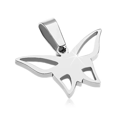 Přívěsek z oceli 316L, motýl s výřezy na křídlech, vysoký lesk