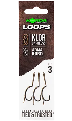 Korda hotové montáže loop rigs klor barbless - háček 8 nosnost 30 lb