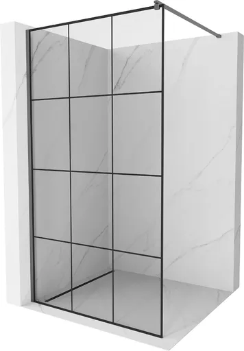 MEXEN/S Kioto Sprchová zástěna WALK-IN 120 x 200, černý vzor 8 mm, grafit metal 800-120-101-95-77