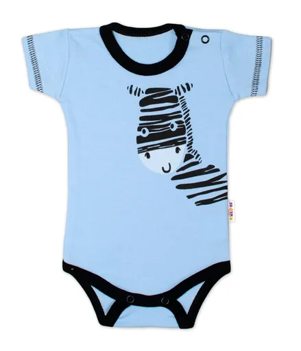 Baby Nellys Body krátký rukáv  Zebra - modré