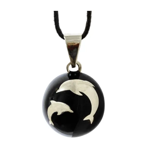 Bola Essentials Těhotenská rolnička 1 ks Black with Silver Dolphins
