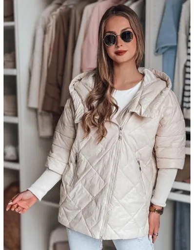 Dámská přechodová prošívaná bunda oversize PUFFILOF světle béžová