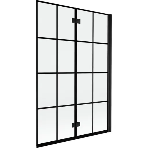 MEXEN MIST vanová zástěna 120x150 cm 6mm 2-s, černá, dekor, pravá 8A9-120-002-70-77-P