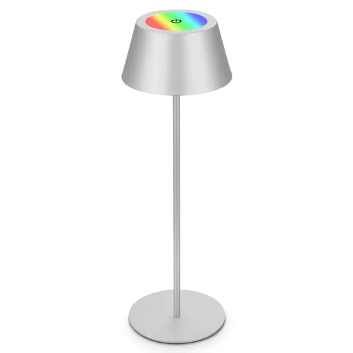 BRILONER LED RGB nabíjecí stolní lampa 38 cm 2W 200lm chrom IP44 BRILO 7466018