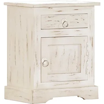 SHUMEE Noční stolek bílý 40 × 30 × 50 cm masivní mangovníkové dřevo, 247713 (247713)