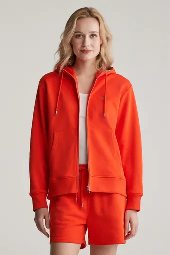 MIKINA GANT SHIELD ZIP HOODIE ORANGE RED