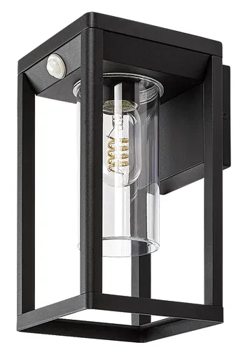 Rabalux Černé fasádní svítidlo s pohybovým čidlem Zernest pro žárovku E27 77086