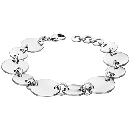 Náramek z chirurgické oceli s velkými a malými kruhy, stříbrná barva