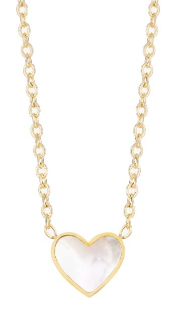 Preciosa Něžný pozlacený náhrdelník s perletí Mother of Pearl Heart 7490Y01