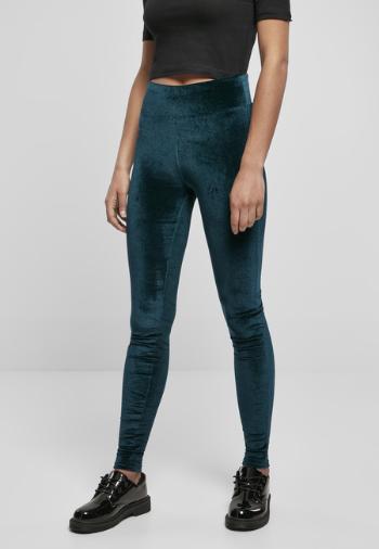 Urban Classics Ladies High Waist Velvet Leggings teal - S