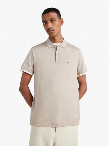 Tommy Hilfiger pánské hnědobílé polo Oxford