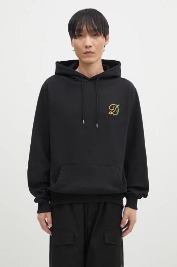 Bavlnená mikina Drôle de Monsieur Le Hoodie D Raisin pánska, čierna farba, s kapucňou, s nášivkou, E-HO170-CO127-BL