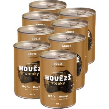 LOUIE HOVĚZÍ STEAKY 8x 400 G Psí konzervy, hnědá, velikost