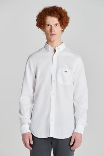 KOŠILE GANT REG HONEYCOMB TEXTURE SHIRT WHITE