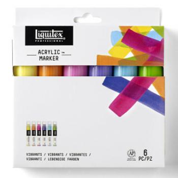 Sada akrylových markerů Liquitex Vibrant široké 6ks