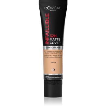 L’Oréal Paris Infallible 32H Matte Cover dlouhotrvající matující make-up SPF 25 odstín 145 (Warm Undertone) 30 ml