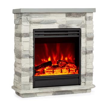 Klarstein Lienz, elektrický krb, 1800 W, vzhled kamene, dálkové ovládání, světle šedý