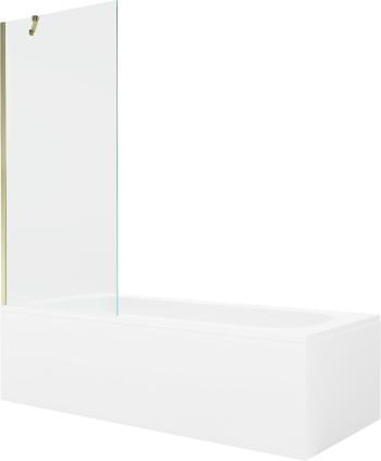 MEXEN/S Vega obdélníková vana 180 x 80 cm s panelem + vanová zástěna 80 cm, transparent, zlatá 550118080X9508000050