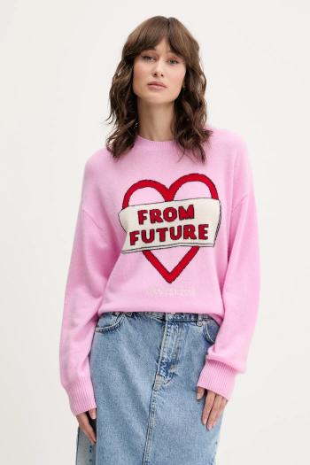 Kašmírový sveter FROM FUTURE ružová farba, ľahké, WPR02644