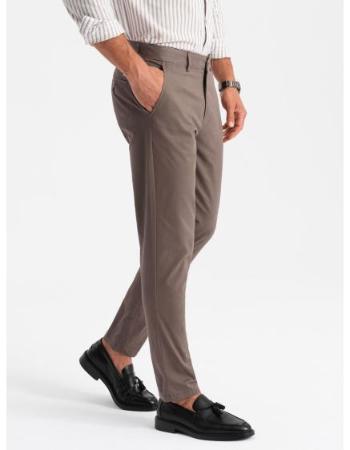 Pánské jednotné chino kalhoty REGULAR FIT - hnědé