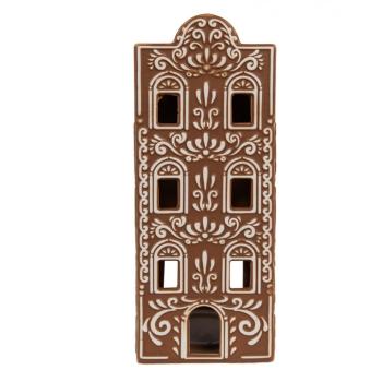 Porcelánový svícen perníková chaloupka Gingerbread House - 7*7*19 cm 6CE1747