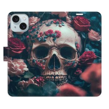 Flipové pouzdro iSaprio - Skull in Roses 02 - iPhone 15