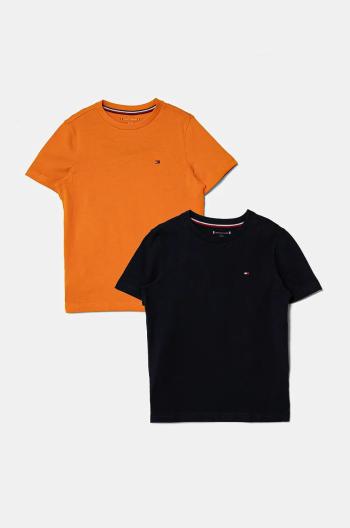 Dětské bavlněné tričko Tommy Hilfiger 2-pack oranžová barva, UB0UB00310