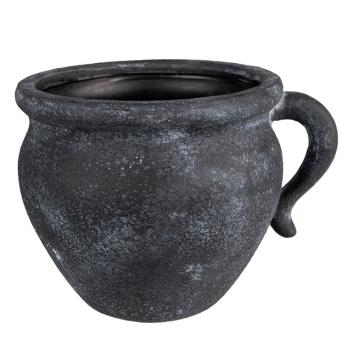 Granitový antik keramický obal na květináč s uchem Granit - 20*16*14cm 6CE1580