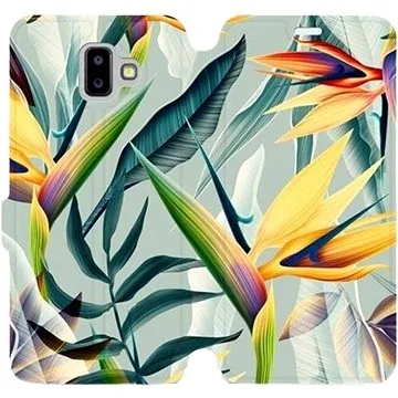 Flipové pouzdro na mobil Samsung Galaxy J6 Plus 2018 - MC02S Žluté velké květy a zelené listy (5903226510870)