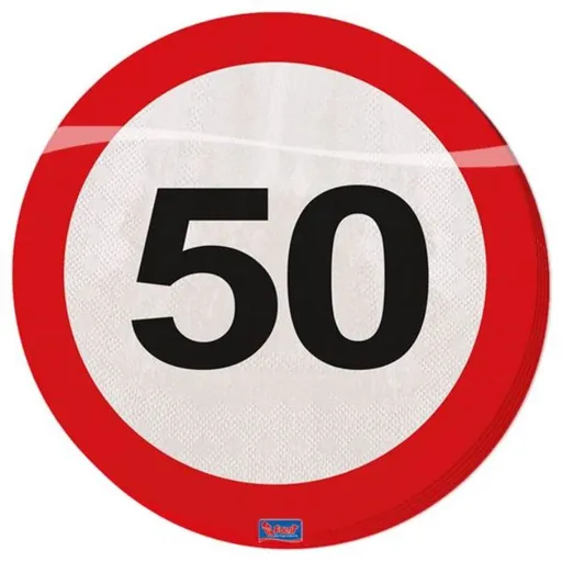 Ubrousky dopravní značka 50, 33x33 cm 20 ks/bal. - Folat