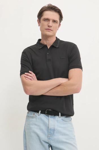 Bavlněné polo tričko Calvin Klein černá barva, K10K113833