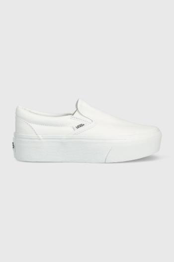 Tenisky Vans Classic Slip-On Stackform dámské, bílá barva, VN0A7Q5RW001, VN0A7Q5RW001-WHITE