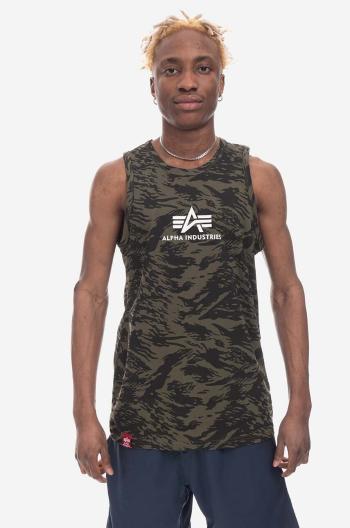 Bavlněné tričko Alpha Industries Basic Tank Camo zelená barva, 126566C.634-green