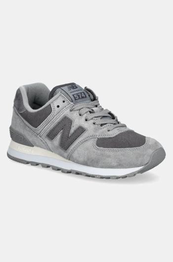 Semišové sneakers boty New Balance 574 šedá barva, WL574HM2