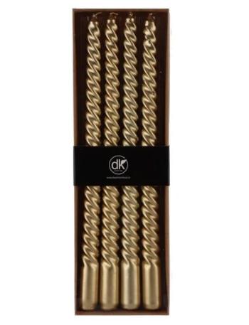 Set 4ks zlatá metalická úzká kroucená svíčka Twist gold - Ø 1.8*30cm  851622