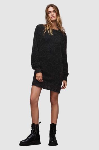 Šaty AllSaints Dazzle černá barva, mini, oversize