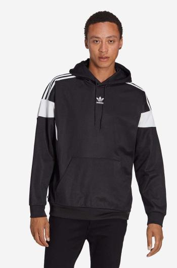 Mikina adidas Originals pánská, černá barva, s kapucí, vzorovaná, HS2065-black