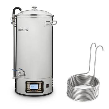 Klarstein Mundschenk XXL + ponorný chladič, sada na vaření piva, 50 l, 3000 W, nerezová ocel