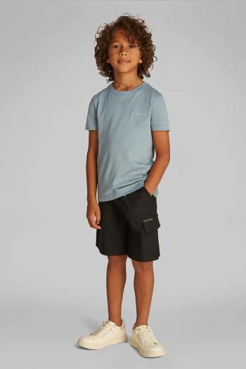 Detské bavlnené tričko Calvin Klein Jeans tyrkysová farba, s potlačou, IB0IB02454