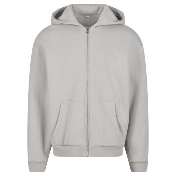 Build Your Brand Hebká pánská mikina na zip Fluffy - Světlá asfaltová | 4XL