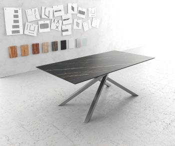 Jídelní stůl Edge 200x100cm Laminam® keramika hnědá křížová