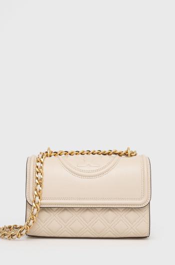 Kožená kabelka Tory Burch Fleming Small béžová barva, 75576.122