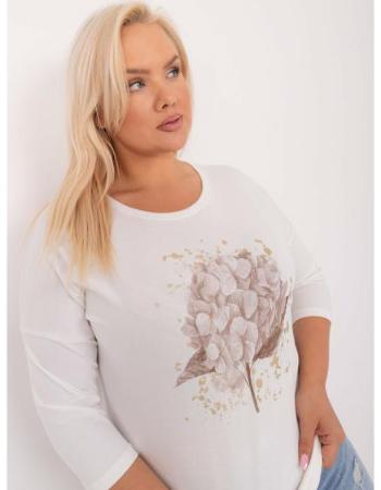 Dámská halenka plus size s 3/4 rukávy ecru 