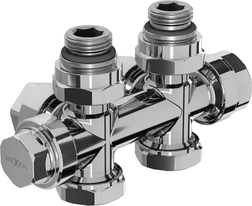 MEXEN Úhlový/rovný radiátorový ventil, Duplex, DN50, chrom W908-000-01